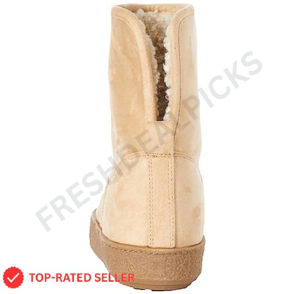 Shearling Boots Faux Suede Ankle Boots Foldable Cuff Y2K Chic Comfort - Picture 4 of 8